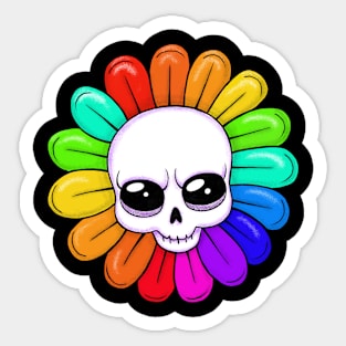 Rainbow Flower Skull Sticker